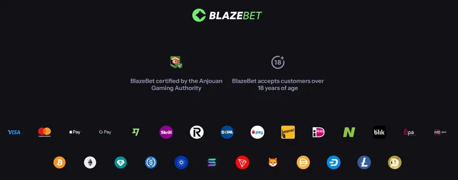 Elección de métodos de pago en BlazeBet